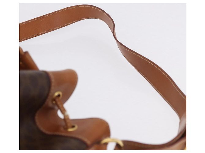 Céline Borsa a tracolla CELINE Macadam Canvas PVC Leather Brown Gold Auth 199630 Marrone D'oro - vista 14