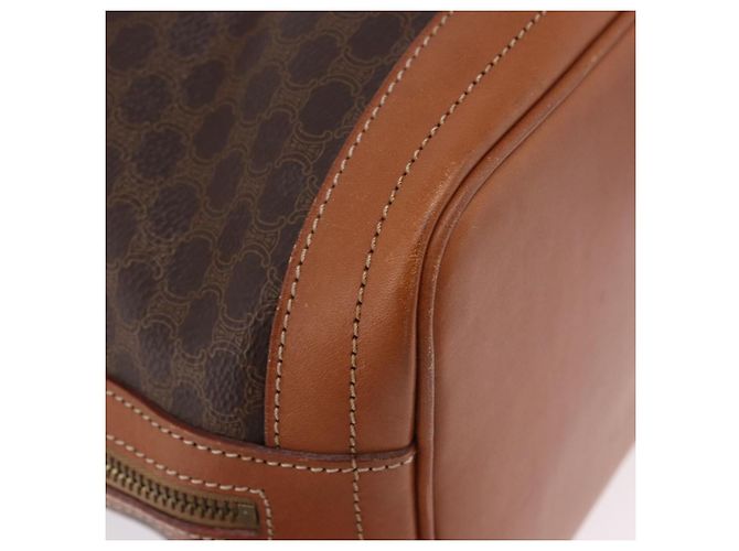 Céline Borsa a tracolla CELINE Macadam Canvas PVC Leather Brown Gold Auth 199630 Marrone D'oro - vista 15