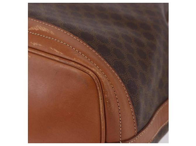 Céline Borsa a tracolla CELINE Macadam Canvas PVC Leather Brown Gold Auth 199630 Marrone D'oro - vista 16
