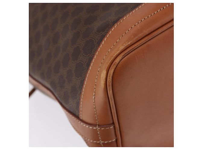 Céline Borsa a tracolla CELINE Macadam Canvas PVC Leather Brown Gold Auth 199630 Marrone D'oro - vista 17