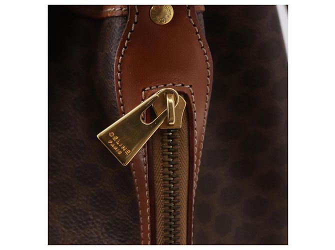 Céline Borsa a tracolla CELINE Macadam Canvas PVC Leather Brown Gold Auth 199630 Marrone D'oro - vista 18