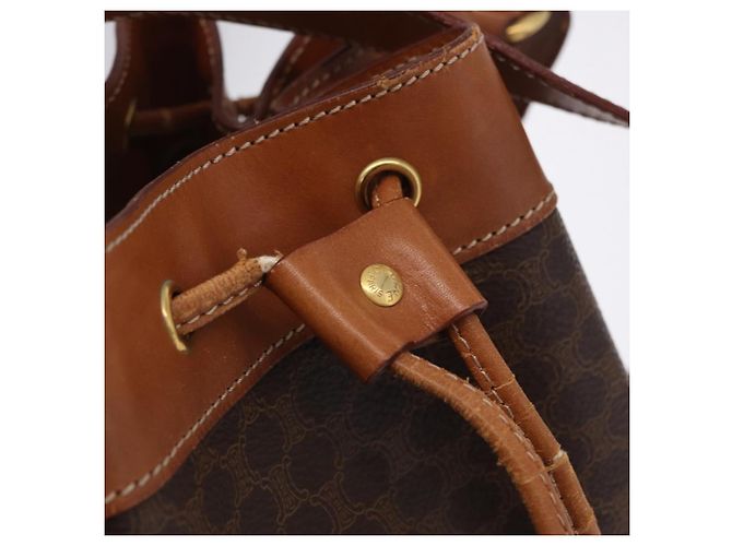 Céline Borsa a tracolla CELINE Macadam Canvas PVC Leather Brown Gold Auth 199630 Marrone D'oro - vista 19