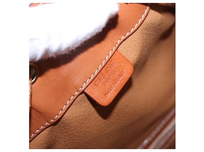 Céline Borsa a tracolla CELINE Macadam Canvas PVC Leather Brown Gold Auth 199630 Marrone D'oro - vista 20