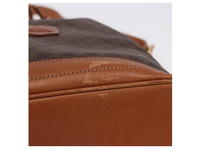 Céline Borsa a tracolla CELINE Macadam Canvas PVC Leather Brown Gold Auth 199630 Marrone D'oro - vista 6
