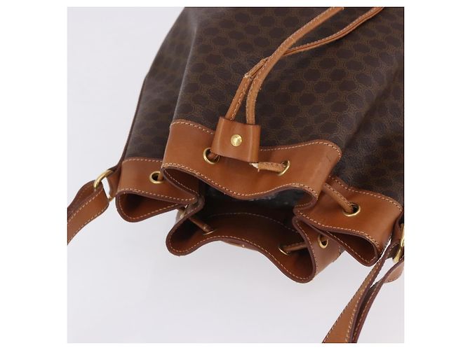 Céline Borsa a tracolla CELINE Macadam Canvas PVC Leather Brown Gold Auth 199630 Marrone D'oro - vista 7