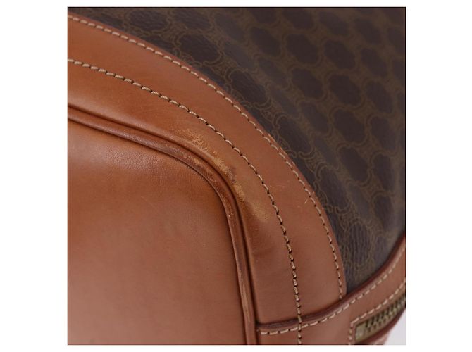 Céline Borsa a tracolla CELINE Macadam Canvas PVC Leather Brown Gold Auth 199630 Marrone D'oro - vista 9