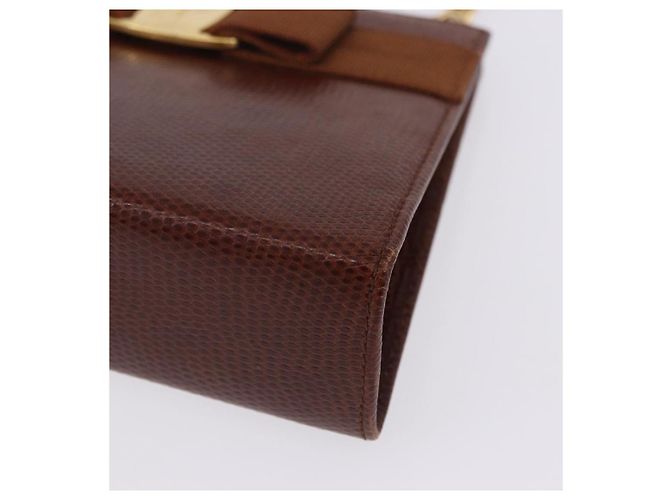 Borsa a tracolla Salvatore Ferragamo Vala Chain in pelle marrone e oro Auth 199629A D'oro - vista 16
