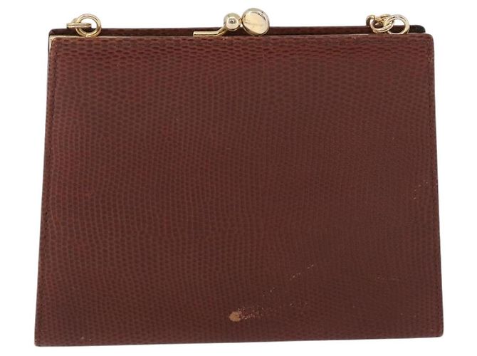 Borsa a tracolla Salvatore Ferragamo Vala Chain in pelle marrone e oro Auth 199629A D'oro - vista 2