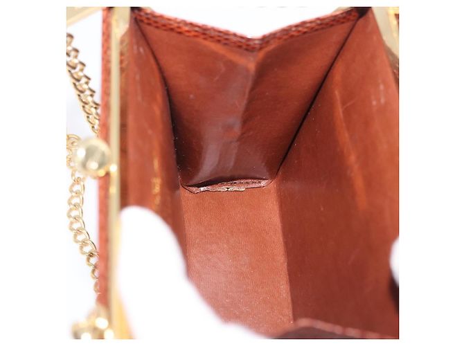 Borsa a tracolla Salvatore Ferragamo Vala Chain in pelle marrone e oro Auth 199629A D'oro - vista 20