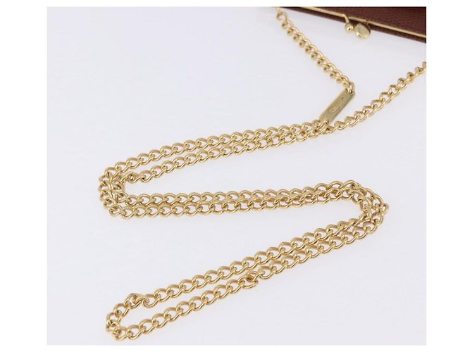 Borsa a tracolla Salvatore Ferragamo Vala Chain in pelle marrone e oro Auth 199629A D'oro - vista 8
