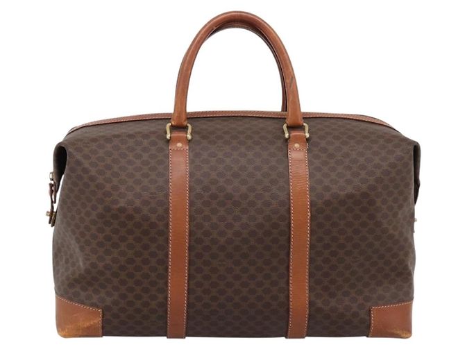 Céline Borsa Boston CELINE Macadam Canvas PVC Leather Brown Gold Auth ka5932 Marrone D'oro - vista 13