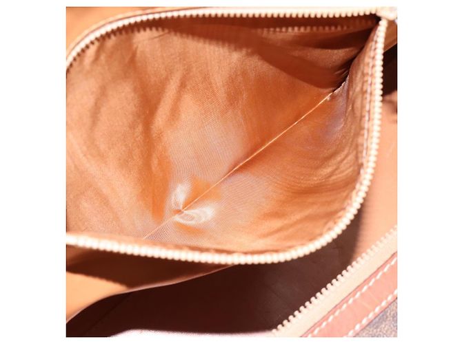 Céline Borsa Boston CELINE Macadam Canvas PVC Leather Brown Gold Auth ka5932 Marrone D'oro - vista 21