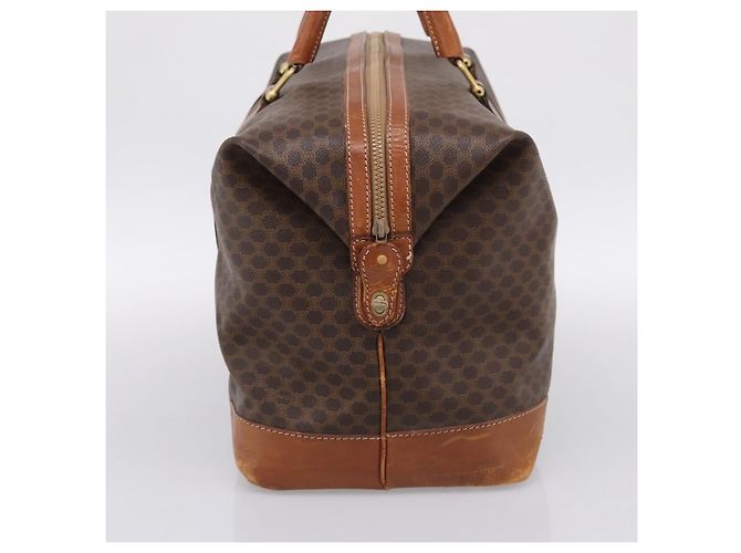 Céline Borsa Boston CELINE Macadam Canvas PVC Leather Brown Gold Auth ka5932 Marrone D'oro - vista 3
