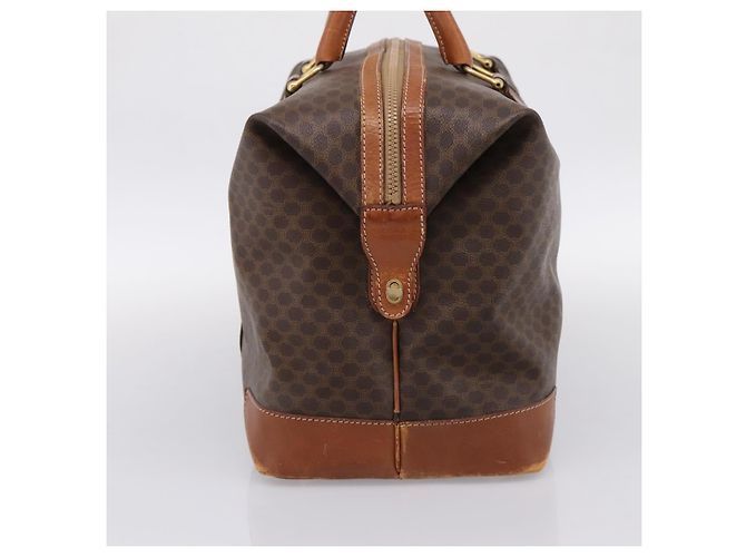 Céline Borsa Boston CELINE Macadam Canvas PVC Leather Brown Gold Auth ka5932 Marrone D'oro - vista 4