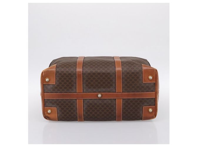 Céline Borsa Boston CELINE Macadam Canvas PVC Leather Brown Gold Auth ka5932 Marrone D'oro - vista 5
