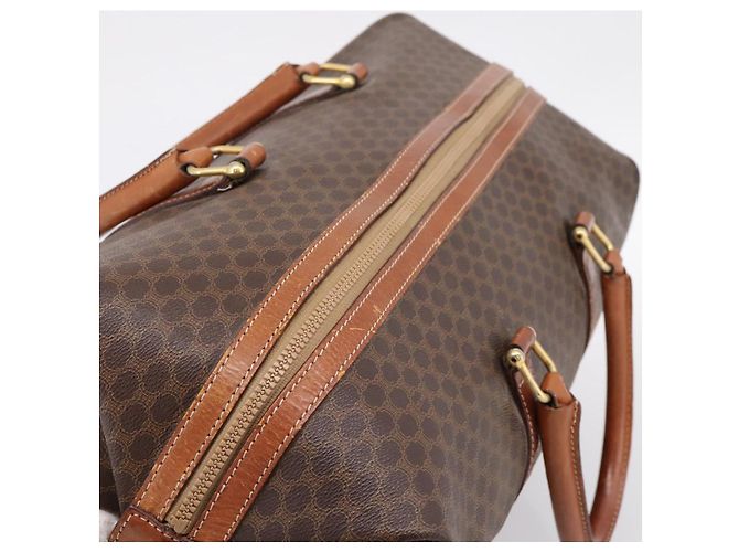 Céline Borsa Boston CELINE Macadam Canvas PVC Leather Brown Gold Auth ka5932 Marrone D'oro - vista 6