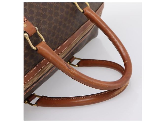 Céline Borsa Boston CELINE Macadam Canvas PVC Leather Brown Gold Auth ka5932 Marrone D'oro - vista 7