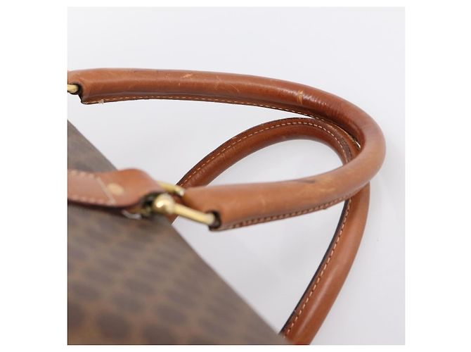 Céline Borsa Boston CELINE Macadam Canvas PVC Leather Brown Gold Auth ka5932 Marrone D'oro - vista 8