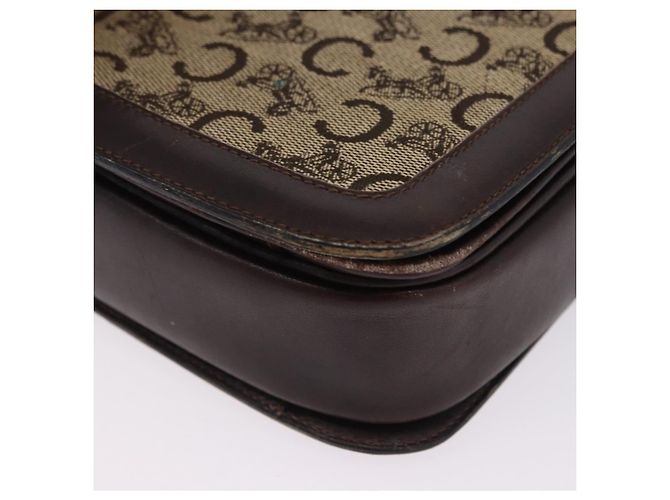 Céline Borsa a tracolla CELINE C Saluki Canvas Beige Gold Tone Auth ep15812 - vista 10