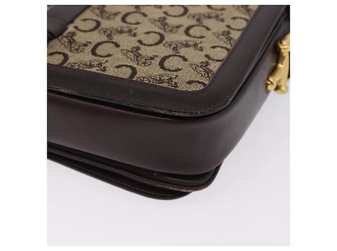 Céline Borsa a tracolla CELINE C Saluki Canvas Beige Gold Tone Auth ep15812 - vista 16