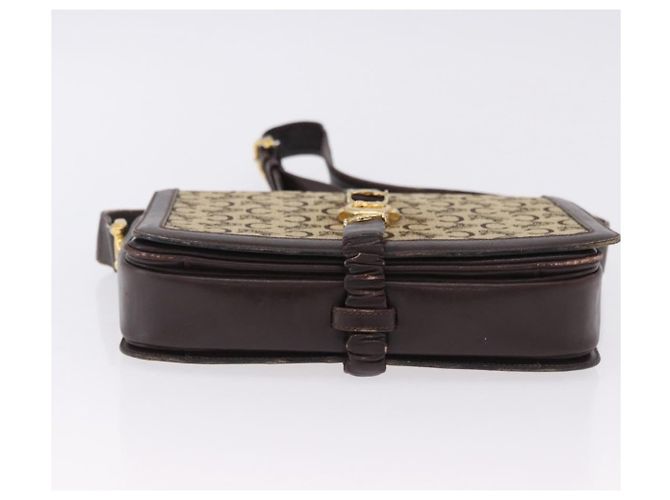 Céline Borsa a tracolla CELINE C Saluki Canvas Beige Gold Tone Auth ep15812 - vista 5