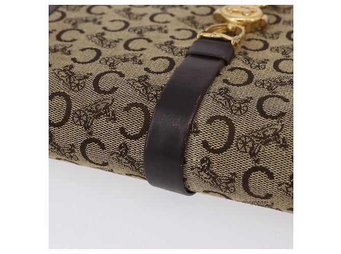 Céline Borsa a tracolla CELINE C Saluki Canvas Beige Gold Tone Auth ep15812 - vista 7