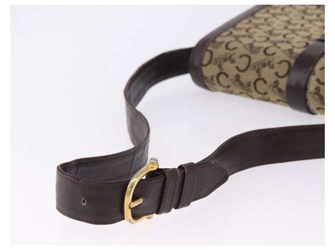 Céline Borsa a tracolla CELINE C Saluki Canvas Beige Gold Tone Auth ep15812 - vista 8
