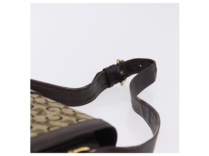 Céline Borsa a tracolla CELINE C Saluki Canvas Beige Gold Tone Auth ep15812 - vista 9