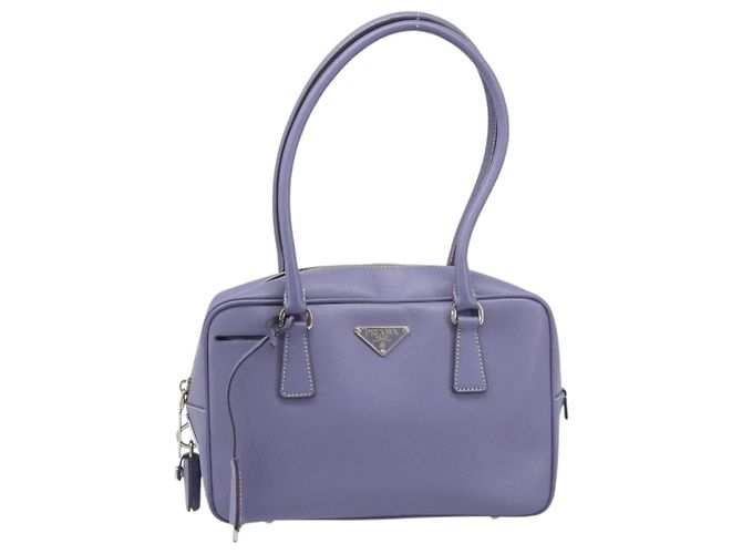 Borsa a mano PRADA pelle Saffiano Purple Silver Auth yk20752A Argento Porpora - vista 13