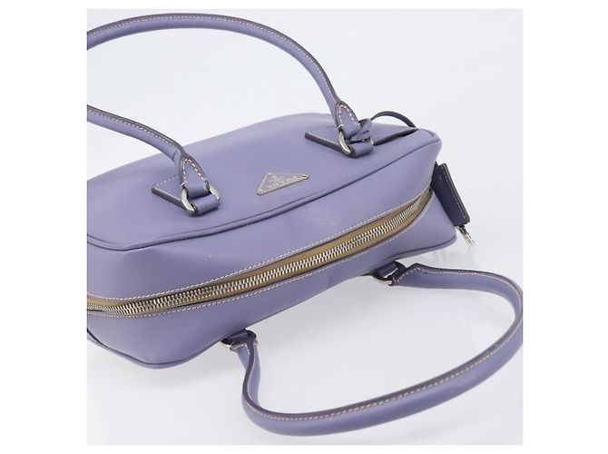 Borsa a mano PRADA pelle Saffiano Purple Silver Auth yk20752A Argento Porpora - vista 14