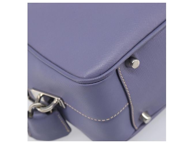 Borsa a mano PRADA pelle Saffiano Purple Silver Auth yk20752A Argento Porpora - vista 17