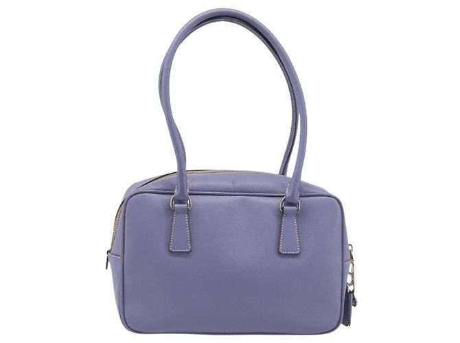 Borsa a mano PRADA pelle Saffiano Purple Silver Auth yk20752A Argento Porpora - vista 2