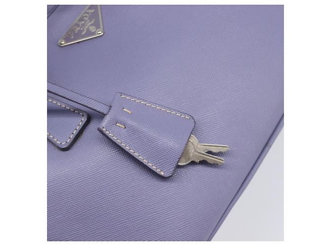 Borsa a mano PRADA pelle Saffiano Purple Silver Auth yk20752A Argento Porpora - vista 21