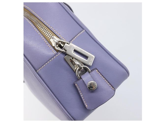 Borsa a mano PRADA pelle Saffiano Purple Silver Auth yk20752A Argento Porpora - vista 22