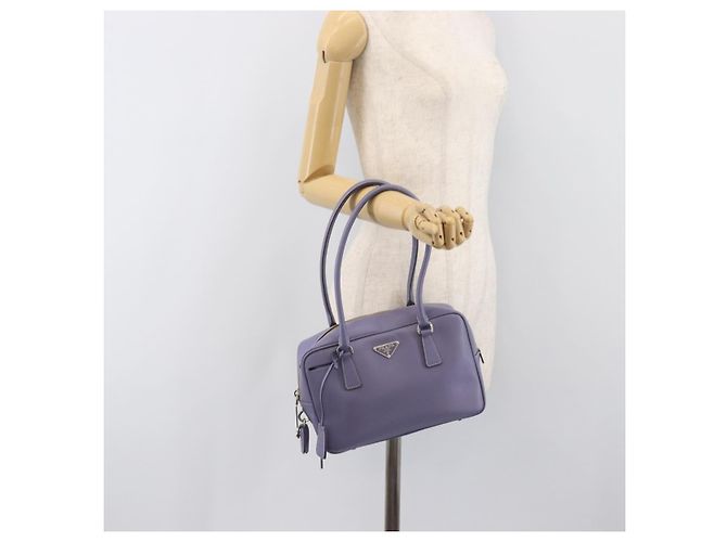 Borsa a mano PRADA pelle Saffiano Purple Silver Auth yk20752A Argento Porpora - vista 29