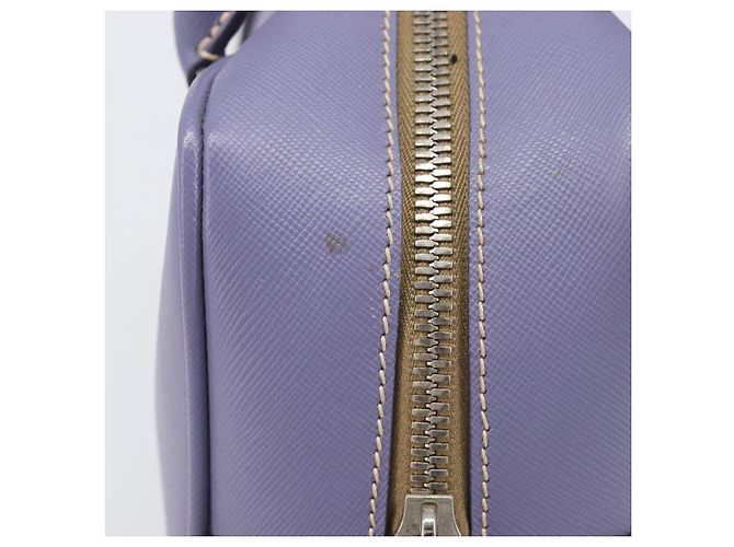Borsa a mano PRADA pelle Saffiano Purple Silver Auth yk20752A Argento Porpora - vista 5