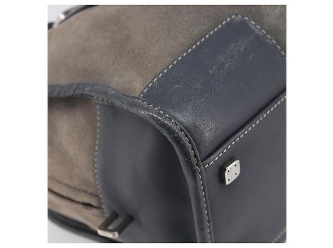 Borsa a mano LOEWE Americana 28 in camoscio grigio argento Auth 200243A Marrone - vista 14