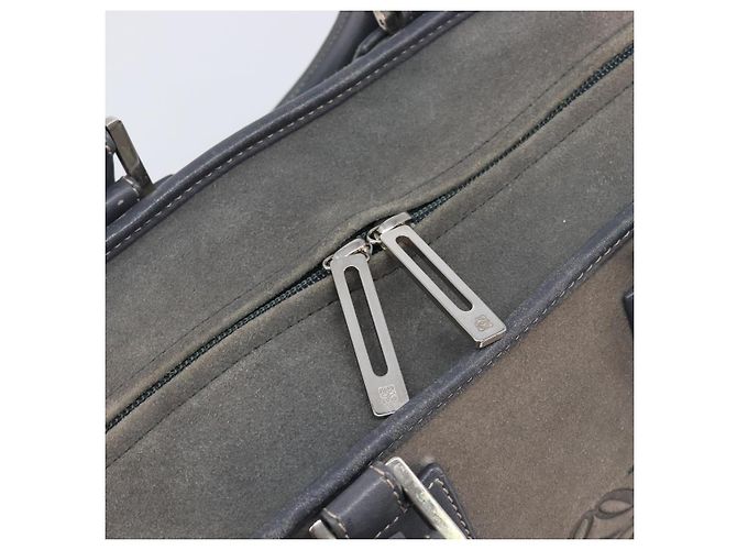 Borsa a mano LOEWE Americana 28 in camoscio grigio argento Auth 200243A Marrone - vista 18
