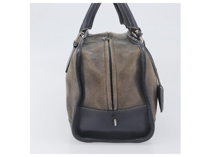Borsa a mano LOEWE Americana 28 in camoscio grigio argento Auth 200243A Marrone - vista 4