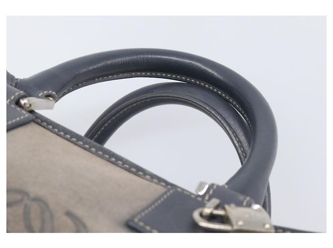 Borsa a mano LOEWE Americana 28 in camoscio grigio argento Auth 200243A Marrone - vista 8