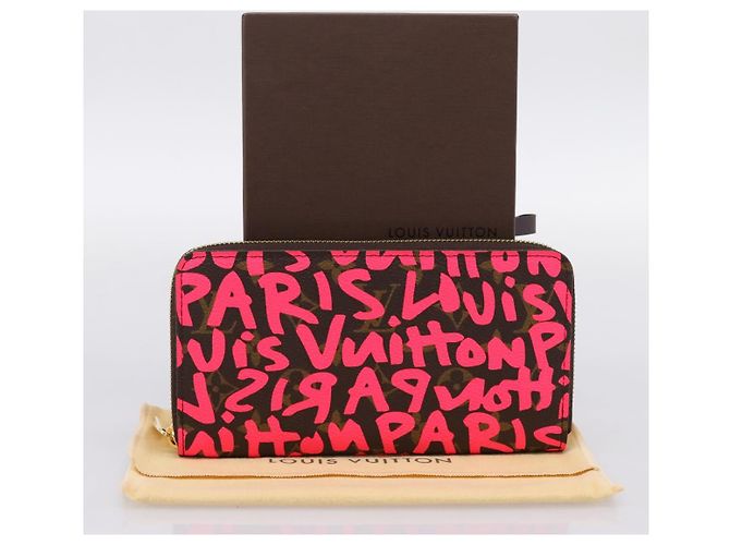 LOUIS VUITTON Monogram Graffiti Zippy Wallet Pink M93710 LV Auth 199073V Rosa Monogramma - vista 12