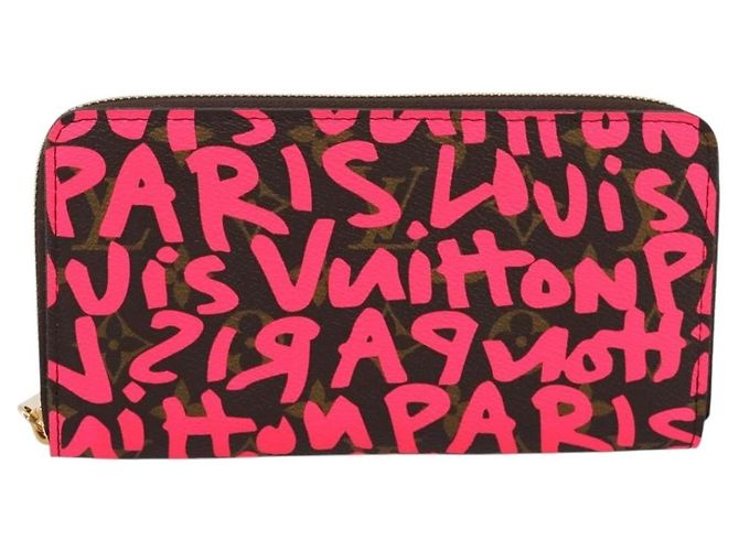 LOUIS VUITTON Monogram Graffiti Zippy Wallet Pink M93710 LV Auth 199073V Rosa Monogramma - vista 13