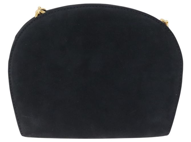 Borsa a tracolla Salvatore Ferragamo Gancini Chain Suede Black Gold Auth 197729 Nero D'oro - vista 2