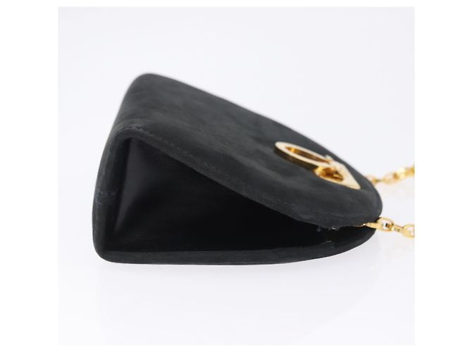 Borsa a tracolla Salvatore Ferragamo Gancini Chain Suede Black Gold Auth 197729 Nero D'oro - vista 3