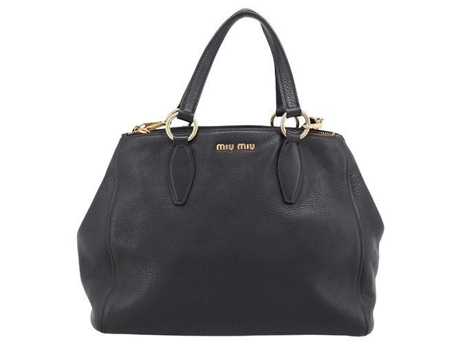 Borsa a mano Miu Miu in pelle 2way Nero Oro Auth yk20869A D'oro - vista 13
