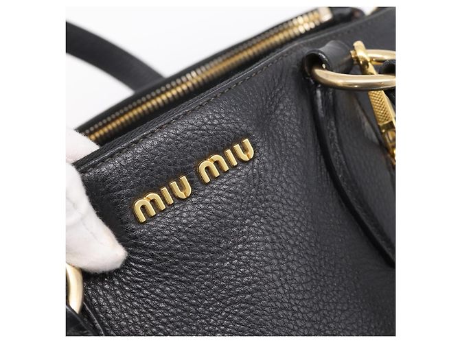 Borsa a mano Miu Miu in pelle 2way Nero Oro Auth yk20869A D'oro - vista 18