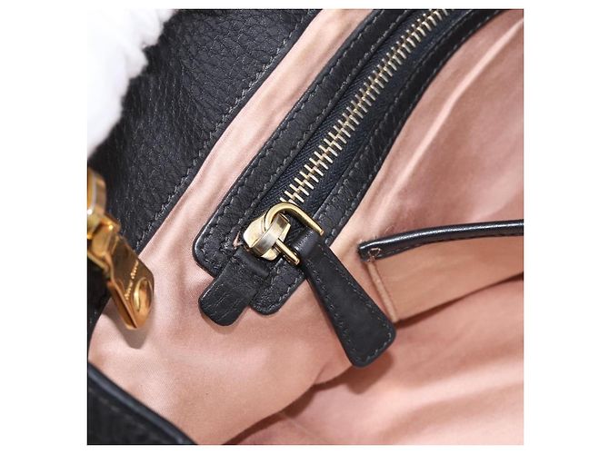 Borsa a mano Miu Miu in pelle 2way Nero Oro Auth yk20869A D'oro - vista 23