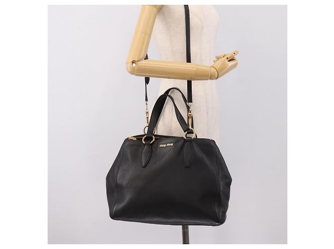 Borsa a mano Miu Miu in pelle 2way Nero Oro Auth yk20869A D'oro - vista 29