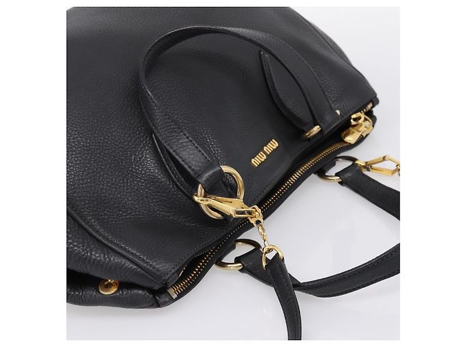 Borsa a mano Miu Miu in pelle 2way Nero Oro Auth yk20869A D'oro - vista 6