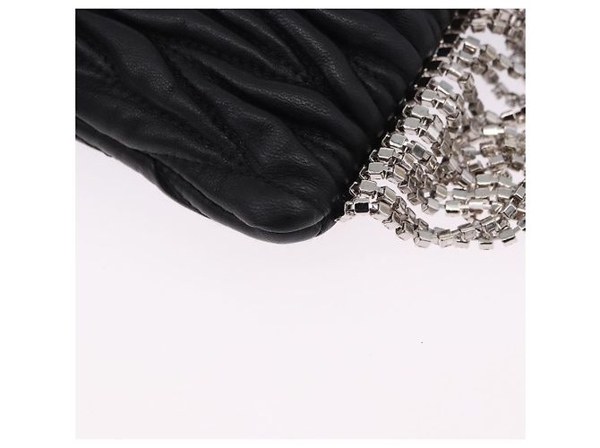 Borsa a tracolla Miu Miu Matelassé in pelle nera argento Auth ka5870SAM Nero - vista 17